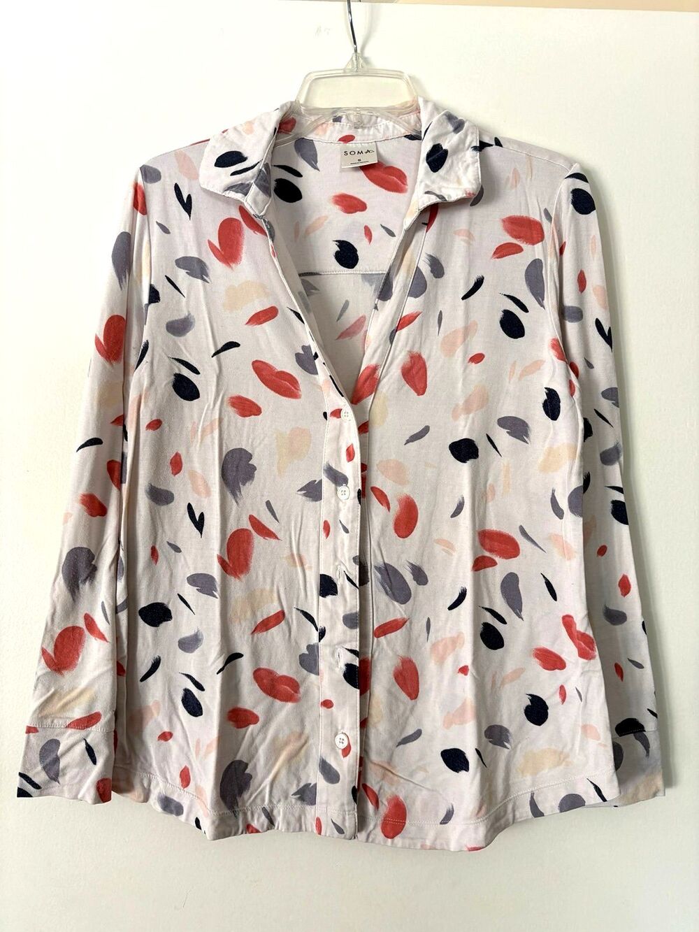 Soma Cool Nights Pajama Set S Abstract Brushstroke Rayon Lounge Pants Pocket PJs